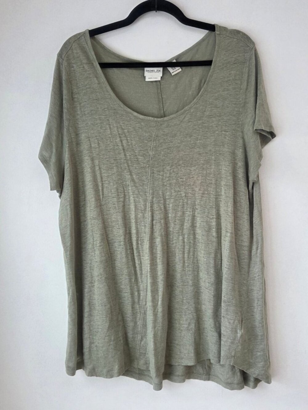 Rachel Zoe 100% Linen Lightweight Boxy T-Shirt Tee Shirt Lagenlook Women's 1X